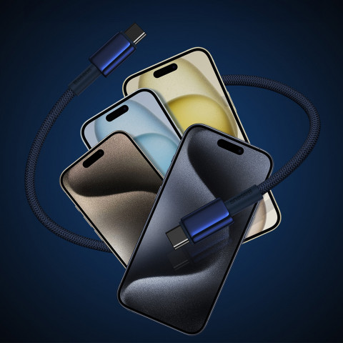 
Volframo aukso spalvos USB-C laidas - USB-C 100W 1m - tamsiai mėlynas
