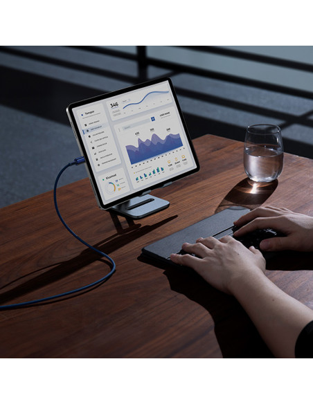 
Volframo aukso spalvos USB-C laidas - USB-C 100W 1m - tamsiai mėlynas
