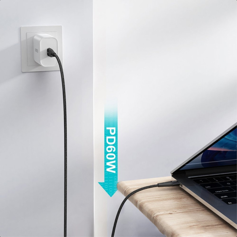 Kabelis USB Type C – USB Type C Maitinimo tiekimas 60W 1,2m juodas
