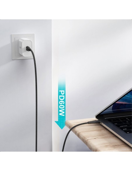 Kabelis USB Type C – USB Type C Maitinimo tiekimas 60W 1,2m juodas Kabelis USB Type C – USB Type C Maitinimo tiekimas 60W 1,2m juodas