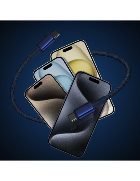 
Volframo aukso spalvos USB-C laidas - USB-C 100W 2m - tamsiai mėlynas
