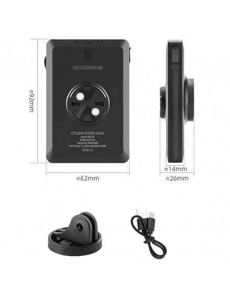 
2in1 priekinis dviračio žibintas 150lm ant prekystalio su 5000mAh įkrovikliu IPX6 - juodas
