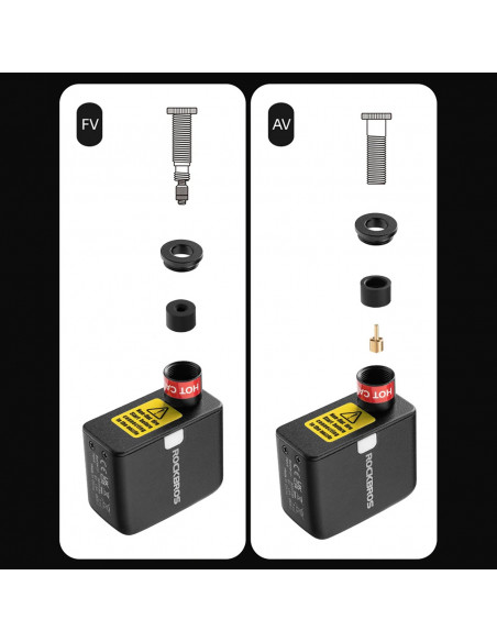 
MINI elektrinio dviračio pompa USB Schrader Presta 6.9bar 100PSI - juoda
