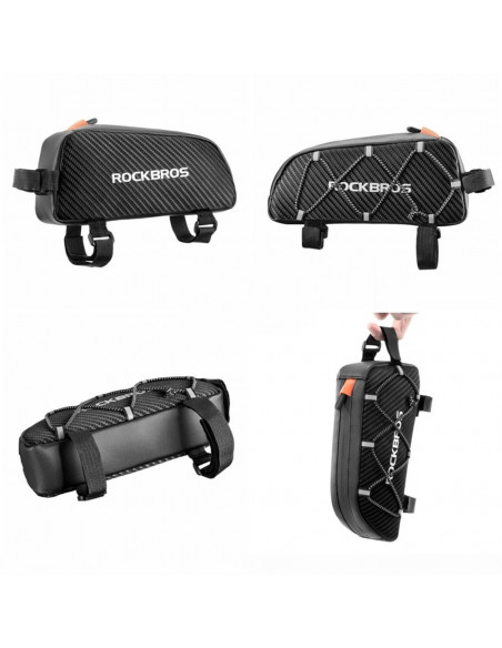 
Vandeniui atsparus prie rėmo tvirtinamas dviračio krepšys su dirželiais, 1 l – juodas
