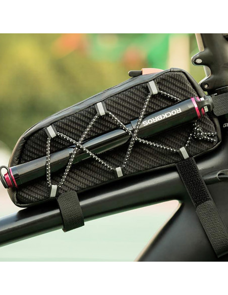 
Vandeniui atsparus prie rėmo tvirtinamas dviračio krepšys su dirželiais, 1 l – juodas
