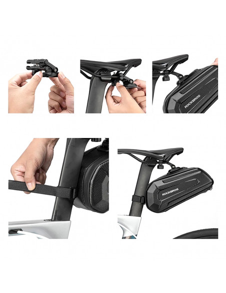 
Dviračio krepšys, tvirtinamas po balneliu su greito atsegimo spaustuku, 1,8 l – juodas
