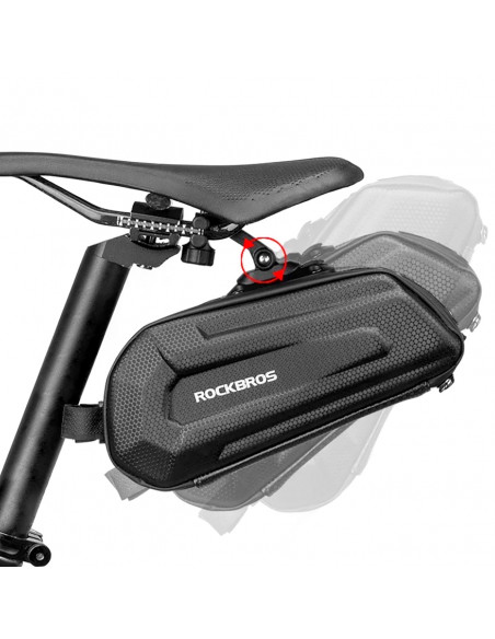 
Dviračio krepšys, tvirtinamas po balneliu su greito atsegimo spaustuku, 1,8 l – juodas
