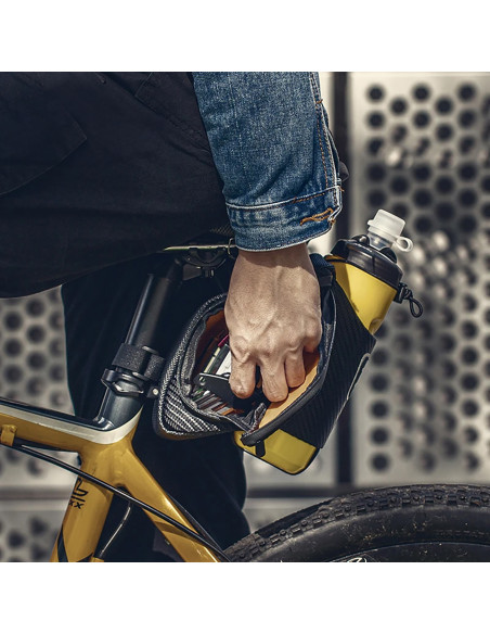 
Dviračio krepšys po sėdyne su kišene 1,5 l buteliui – juodas
