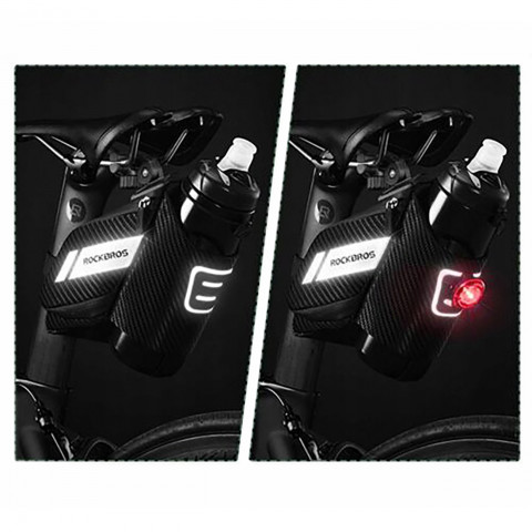 
Dviračio krepšys po sėdyne su kišene 1,5 l buteliui – juodas
