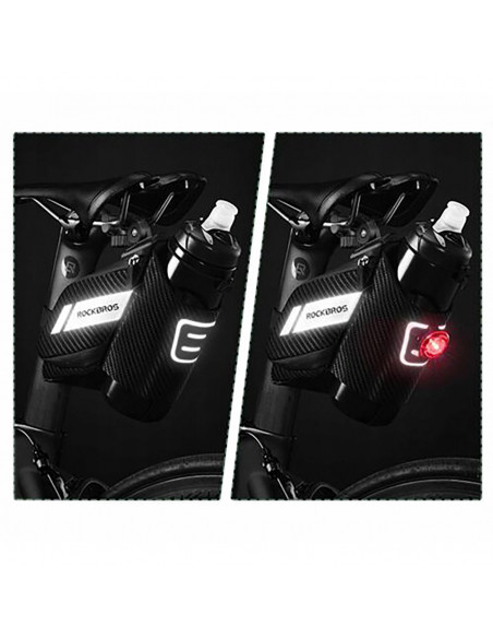 
Dviračio krepšys po sėdyne su kišene 1,5 l buteliui – juodas
