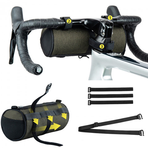 
Dviračio krepšys, tvirtinamas prie vairo, rėmo, po balneliu, 2 l - žalias
