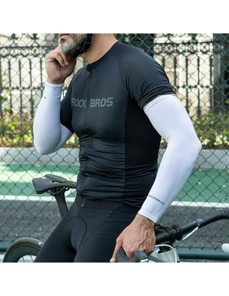 
Dviratininko rankų šildytuvai nuo saulės su UPF50+ filtru, 2 vnt. - balti
