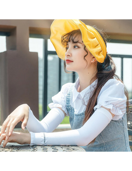 
Dviratininko rankų šildytuvai nuo saulės su UPF50+ filtru, 2 vnt. - balti
