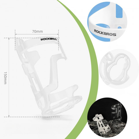 
Polikarbonato dviračio butelių laikiklis 51–73 mm skersmens buteliams – baltas
