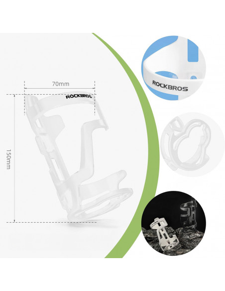 
Polikarbonato dviračio butelių laikiklis 51–73 mm skersmens buteliams – baltas
