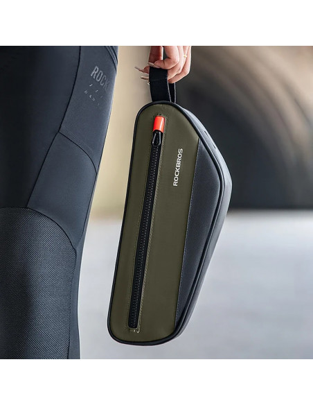 
Dviračio rėmo krepšys su šonine kišene, 1,7 l – žalias ir juodas
