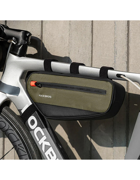 
Dviračio rėmo krepšys su šonine kišene, 1,7 l – žalias ir juodas
