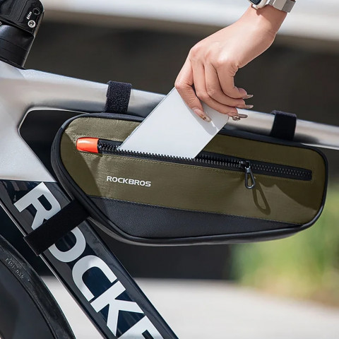 
Dviračio rėmo krepšys su šonine kišene, 1,7 l – žalias ir juodas
