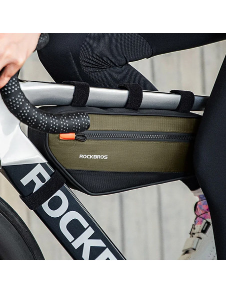 
Dviračio rėmo krepšys su šonine kišene, 1,7 l – žalias ir juodas
