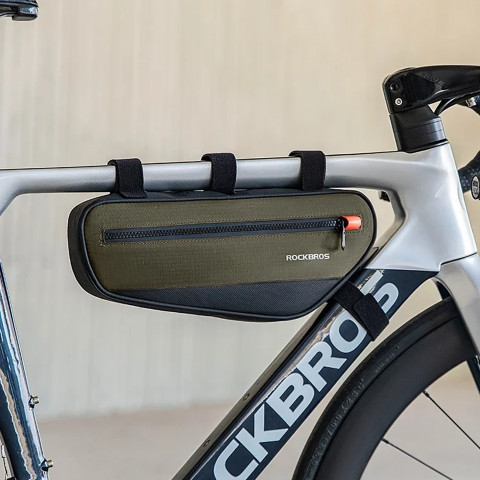 
Dviračio rėmo krepšys su šonine kišene, 1,7 l – žalias ir juodas
