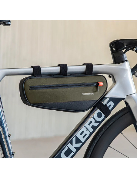 
Dviračio rėmo krepšys su šonine kišene, 1,7 l – žalias ir juodas
