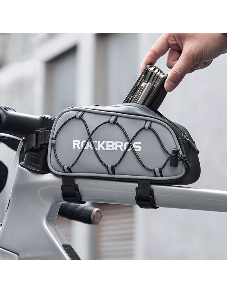 
Prie rėmo tvirtinamas dviračio krepšys, 0,9 l – sidabrinis
