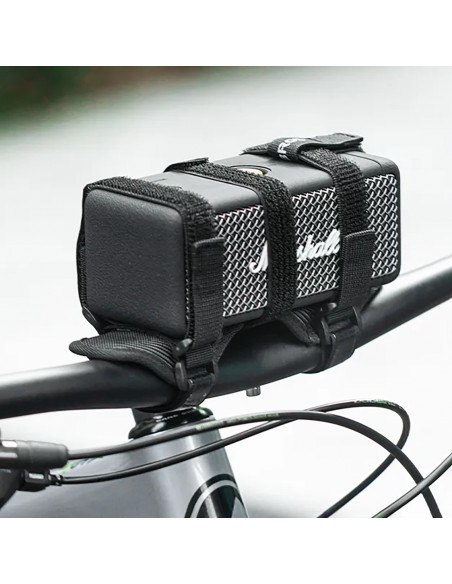 
Dviračio laikiklis su lipnia juosta, skirtas tvirtinti prie vairo rėmo garsiakalbiui, vandens buteliukui ir pan. - juod...