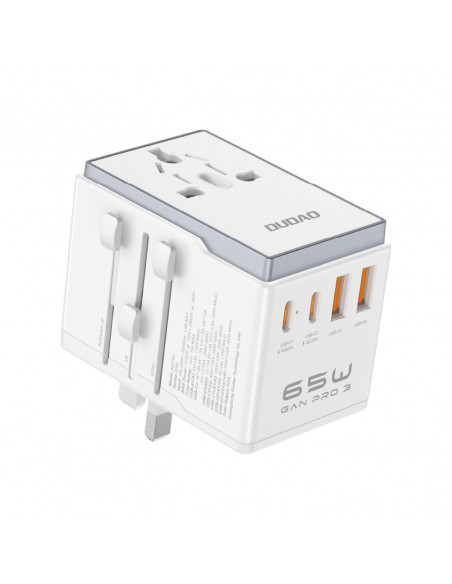 
Universalus įkroviklis kelioniniam adapteriui 65W ES / JAV / JP / AUS / JK 2x USB-C 2x USB-A - baltas
