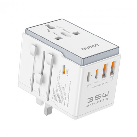 
Universalus įkroviklis kelioniniam adapteriui 35W ES / JK / AUS / US / JP 3x USB-C 2x USB-A - baltas
