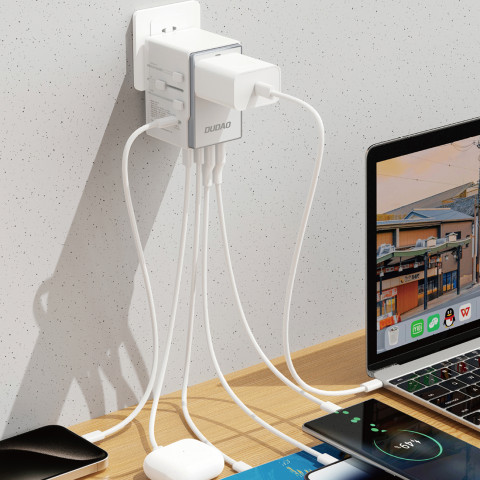 
Universalus įkroviklis kelioniniam adapteriui 35W ES / JK / AUS / US / JP 3x USB-C 2x USB-A - baltas
