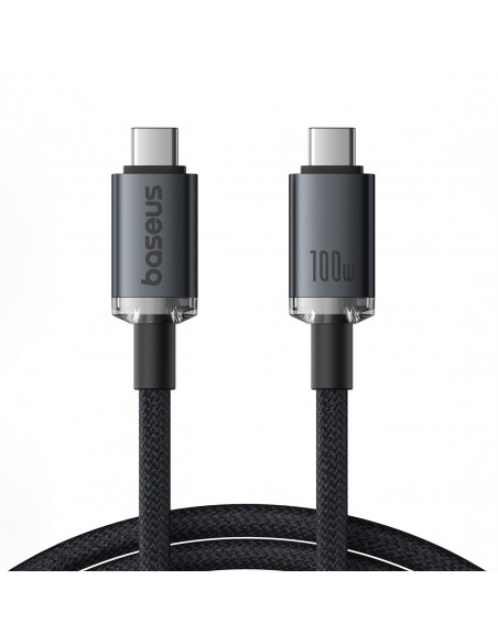 
„Crystal Shine“ USB-C – USB-C USB 3.2 100 W 20 Gbps 1,5 m kabelis – juodas
