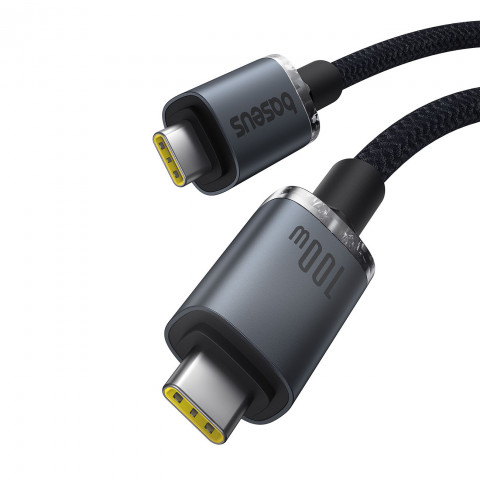 
„Crystal Shine“ USB-C – USB-C USB 3.2 100 W 20 Gbps 1,5 m kabelis – juodas
