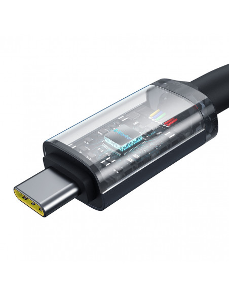 
„Crystal Shine“ USB-C – USB-C USB 3.2 100 W 20 Gbps 1,5 m kabelis – juodas
