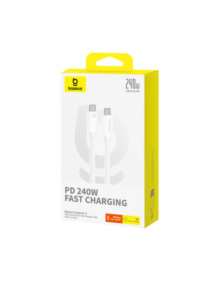 
„Superior 2 USB-C“ – USB-C USB4 240 W 1,8 m laidas – baltas
