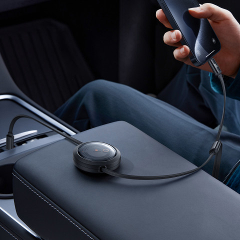 
3in1 universalus ištraukiamas laidas USB-C - Lightning / USB-C / Micro USB 100W 1.1m - juodas
