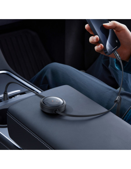 
3in1 universalus ištraukiamas laidas USB-C - Lightning / USB-C / Micro USB 100W 1.1m - juodas
