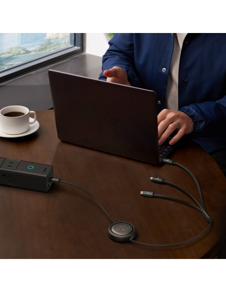 
3in1 universalus ištraukiamas laidas USB-C - Lightning / USB-C / Micro USB 100W 1.1m - juodas
