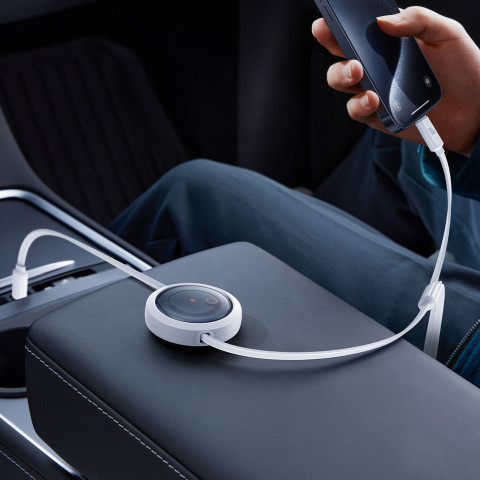 
3in1 universalus ištraukiamas laidas USB-C - Lightning / USB-C / Micro USB 100W 1.1m - baltas
