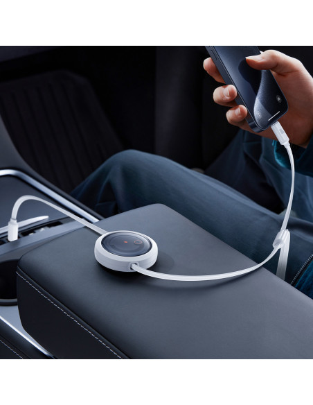 
3in1 universalus ištraukiamas laidas USB-C - Lightning / USB-C / Micro USB 100W 1.1m - baltas
