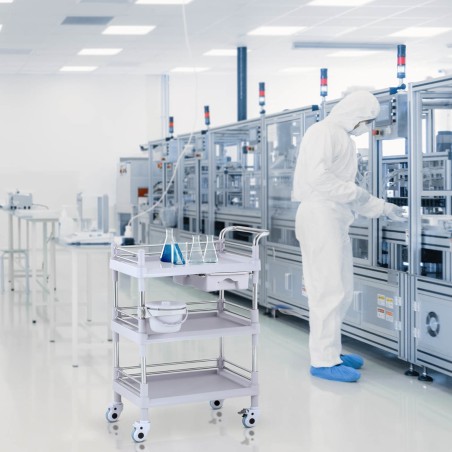 Kosmetinių procedūrų laboratorinis vežimėlis 3 lentynos 1 stalčius 80 x 73 x 32 cm 30 kg Kosmetinių procedūrų laboratorinis vežimėlis 3 lentynos 1 stalčius 80 x 73 x 32 cm 30 kg