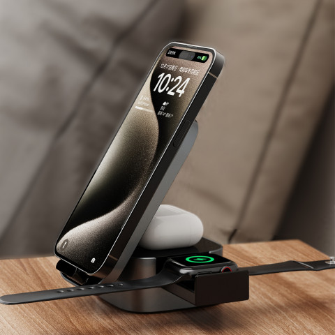 
3in1 A11Pro+ 15W indukcinis įkroviklis telefonui, išmaniajam laikrodžiui, ausinėms - juodas
