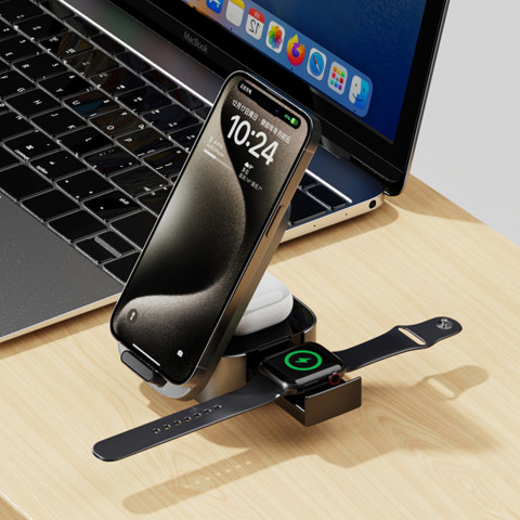 
3in1 A11Pro+ 15W indukcinis įkroviklis telefonui, išmaniajam laikrodžiui, ausinėms - juodas
