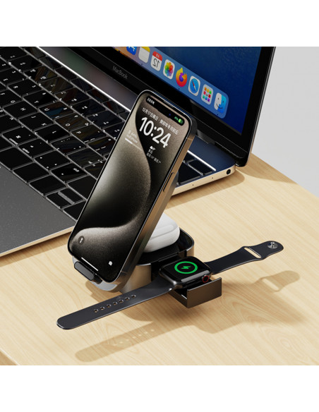 
3in1 A11Pro+ 15W indukcinis įkroviklis telefonui, išmaniajam laikrodžiui, ausinėms - juodas
