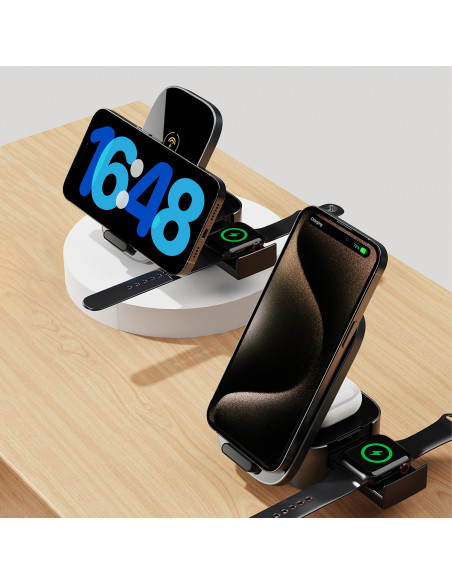 
3in1 A11Pro+ 15W indukcinis įkroviklis telefonui, išmaniajam laikrodžiui, ausinėms - juodas
