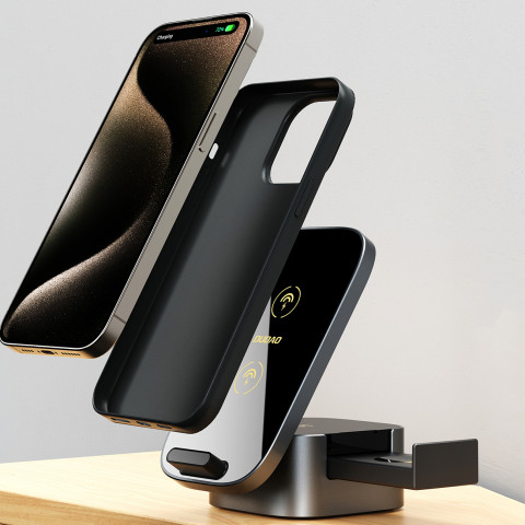 
3in1 A11Pro+ 15W indukcinis įkroviklis telefonui, išmaniajam laikrodžiui, ausinėms - juodas
