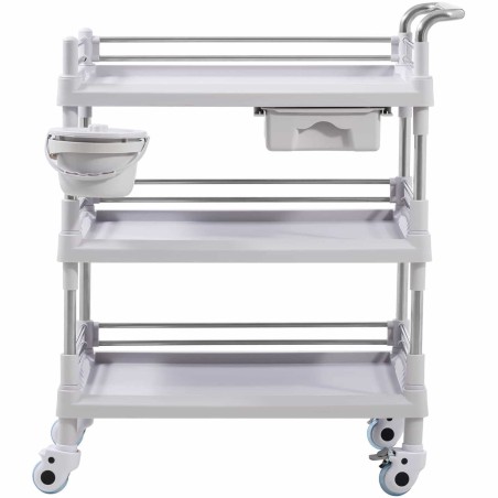 Kosmetinių procedūrų laboratorinis vežimėlis 3 lentynos 1 stalčius 80 x 73 x 32 cm 30 kg Kosmetinių procedūrų laboratorinis vežimėlis 3 lentynos 1 stalčius 80 x 73 x 32 cm 30 kg