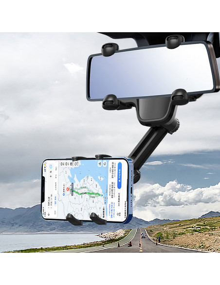 
Automobilinis telefono laikiklis galinio vaizdo veidrodėliui, 18 cm alkūnė - juodas
