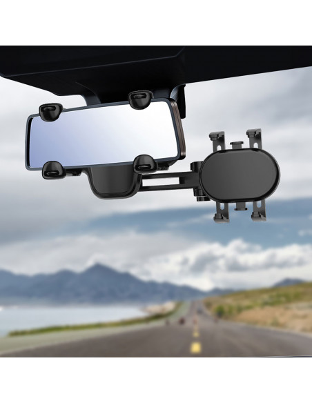 
Automobilinis telefono laikiklis galinio vaizdo veidrodėliui, 18 cm alkūnė - juodas
