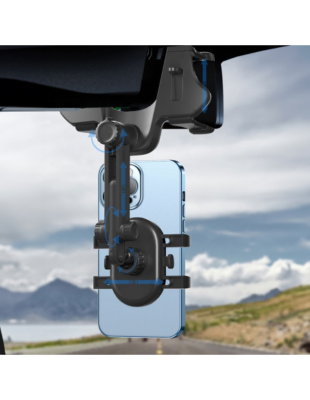 
Automobilinis telefono laikiklis galinio vaizdo veidrodėliui, 18 cm alkūnė - juodas
