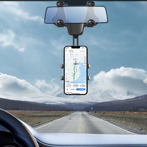 
Automobilinis telefono laikiklis galinio vaizdo veidrodėliui, 18 cm alkūnė - juodas
